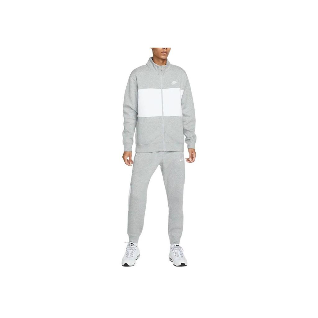 Nike Solid Color Zipper Logo Print Casual Sports Suit Men Suits Gray DM6836-063