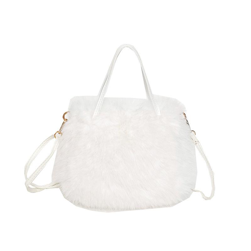 

New fashion women s bag plush beaded portable square bag texture versatile commuter bag fluffy simple messenger bag