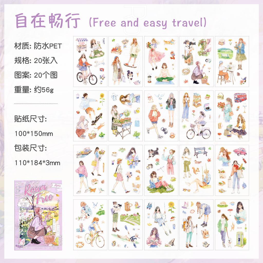 1book/20pcs Cute Cartoon Girls Daily Life Scene Sticker Pack DIY Handmade Album Scrapbooking Decorative Paper Supplies