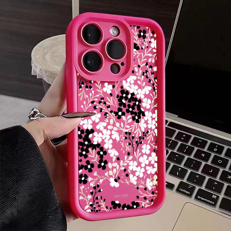 Black and White Flowers Phone Case For iPhone 17 Pro Max 16E 15 Pro 14 13 12 11 Mini AIR XS XR XS 8Plus Soft Silicone Cover