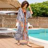 EDOLYNSA 2024 Chic Plaid Gedruckt Pool Party Sexy Badeanzug Bikini Vertuschungen Sommer Frauen Gürtel Kimono Kleid Tunika Plus Größe Strand Vertuschungen Q1332