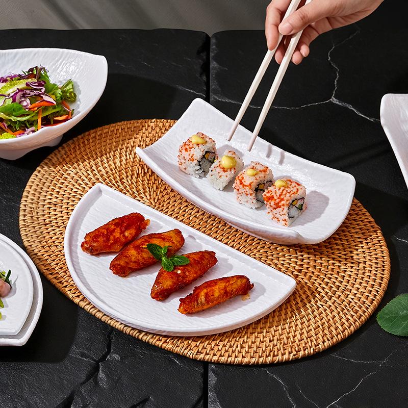 White Melamine Porcelain-Style Snack Plate - Perfect for KTV, Bar, or Restaurant Serving