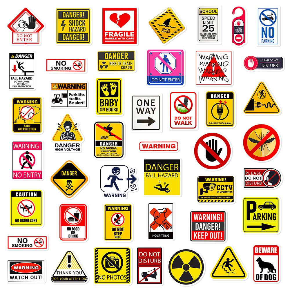 10/30/50/100pcs Warning Danger Banning Stickers Graffiti Waterproof Decals DIY Guitar Luggage Funny Cartoon Sticker