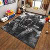 Viking Warrior Rug with Horned Helmet and Axes in Dark Style Suitable for use as an anti-slip for living room bedroom sofas