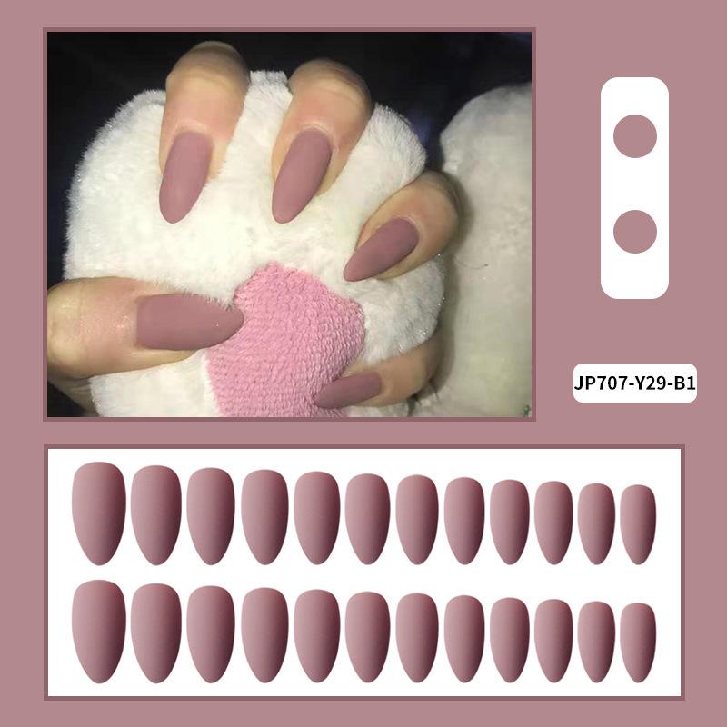 Reusable Blush Nail Art Set: 24 Detachable Wearable Nail Stickers