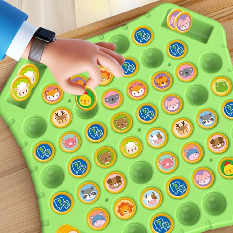 Multiplayer Animal/Fruit Theme Board Game Toy for Kids with Flip Chess for Family Gathering Classroom Activity Supply
