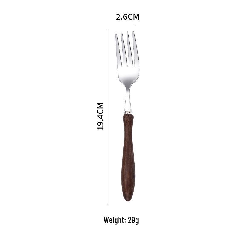 304 Stainless Steel Cutlery Set with Wooden Handles - Knife, Fork, Spoon for Western Cuisine