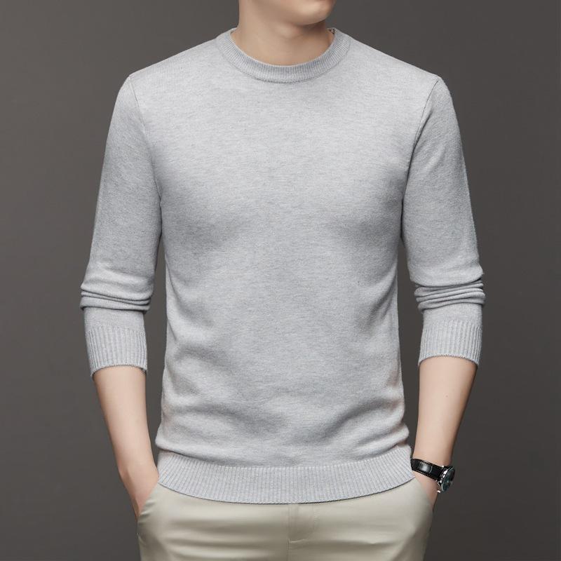Men's Round Neck Long Sleeved Solid Color Sweater Autumn and Winter Soft Warm and Comfortable Top