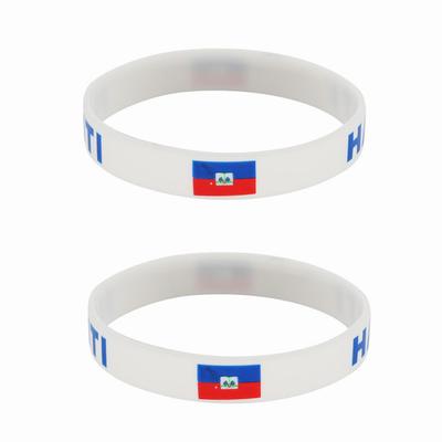 2pcs Haiti Flag Silicone Bracelets Sport Game Wristbands National Flags Wrist Strap for Men Women Motivational Rubber Band Fashion Accessories Gifts