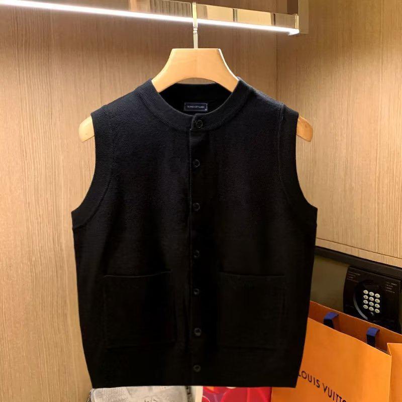 European & American Men's Retro Knitted Cardigan Vest - Autumn Round Neck Sweater
