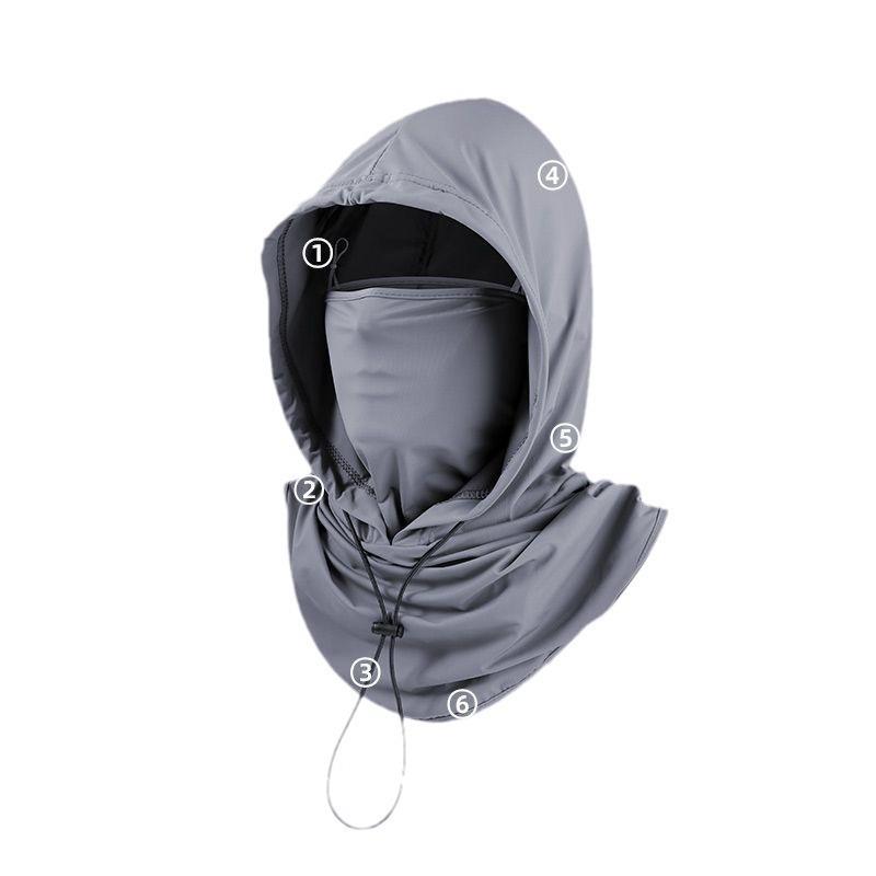 Summer sun protection hat with ice silk face mask, full-face head cover and neck protector for men and women, breathable nylon outdoor accessory