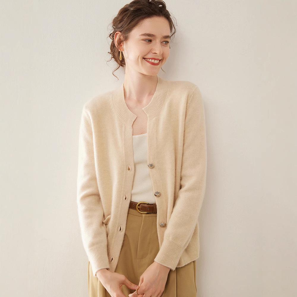 Autumn Winter Cashmere Knit Women's Long Sleeve Loose Cardigan - Soft, Versatile, Skin-Friendly, Single-Breasted Fashion.