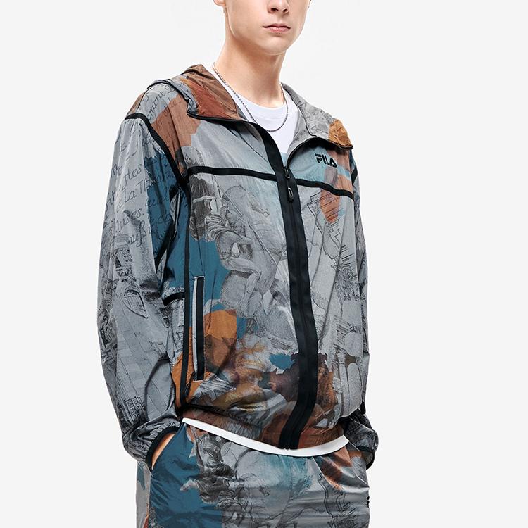 FILA Embroidered Logo All-Over Print Lightweight Loose Casual Jacket Men jackets F11M238701F-ZA