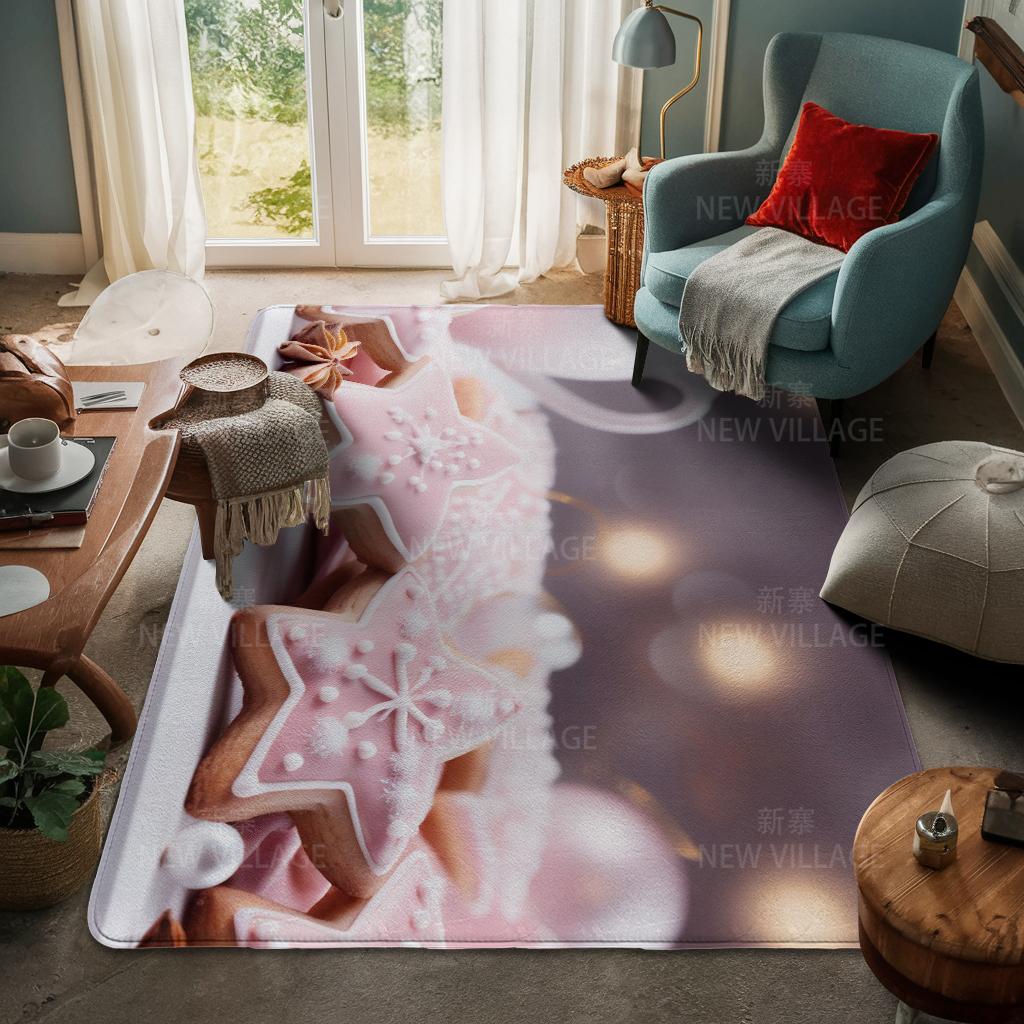House Entrance Carpet Home Door Mat Living Room Bath Foot Bathroom Non-slip Water Absorption Rugs Bath Merry Christmas Winter