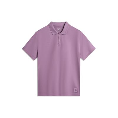Li Ning Sports Lifestyle Serie China Farbserie Einfarbiges Pullover Lässiges Kurzarm Poloshirt Herren Poloshirts Kristall-Lila APLU087-10