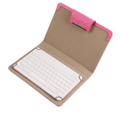 Wireless Keyboard with Leather Case 10in Portable BT Waterproof Keyboard with Rose Red Leather Case Bracket