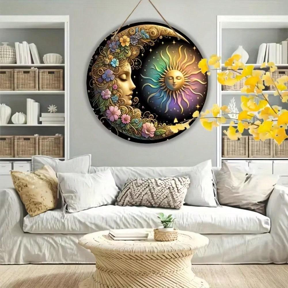 Metal Mandala Wall Art Sun Moon Floral Decor for Home