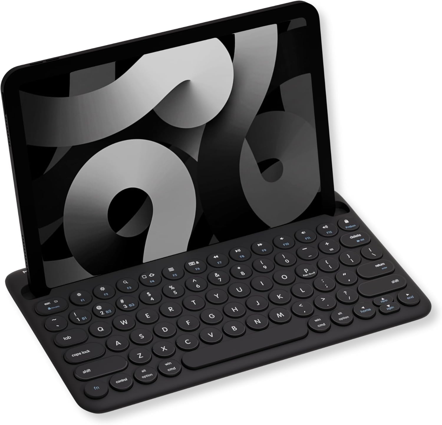 

Bluetooth-клавіатура Macally для планшетів Сумісна з iPad та iPhone 78 Легка Тиха Чорна Розкладка США mini/Air/Mini (Сумісний з кількома пристроями, чорний
