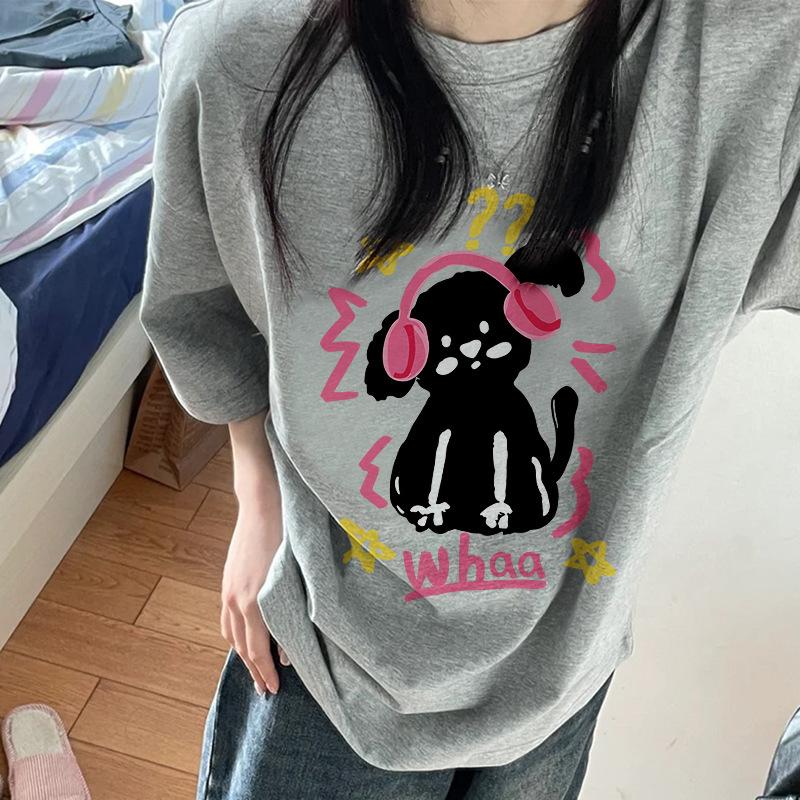

Women s Gray Cartoon Hong Kong Style Loose Fit Short Sleeve T-Shirt - Summer 2025 Collection 3XL [High Quality] цветочный/серый
