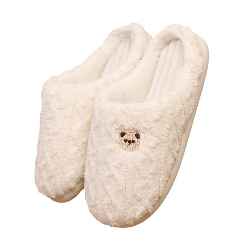 Couple Cute Bear Cartoon Cotton Slippers Men and Women Winter Home Indoor Warm and Comfortable Shoes Ins