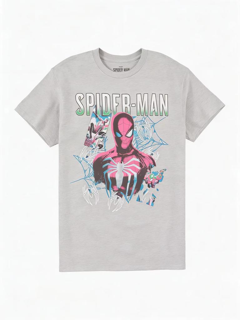 Marvel 2026 New Fashion Marvel SpiderMan Comic Graphic High Quality Mens Short Sleeve Plus Size Casual TShirts soft