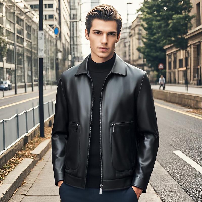Futting Men's Slim Fit Lambskin Leather Jacket