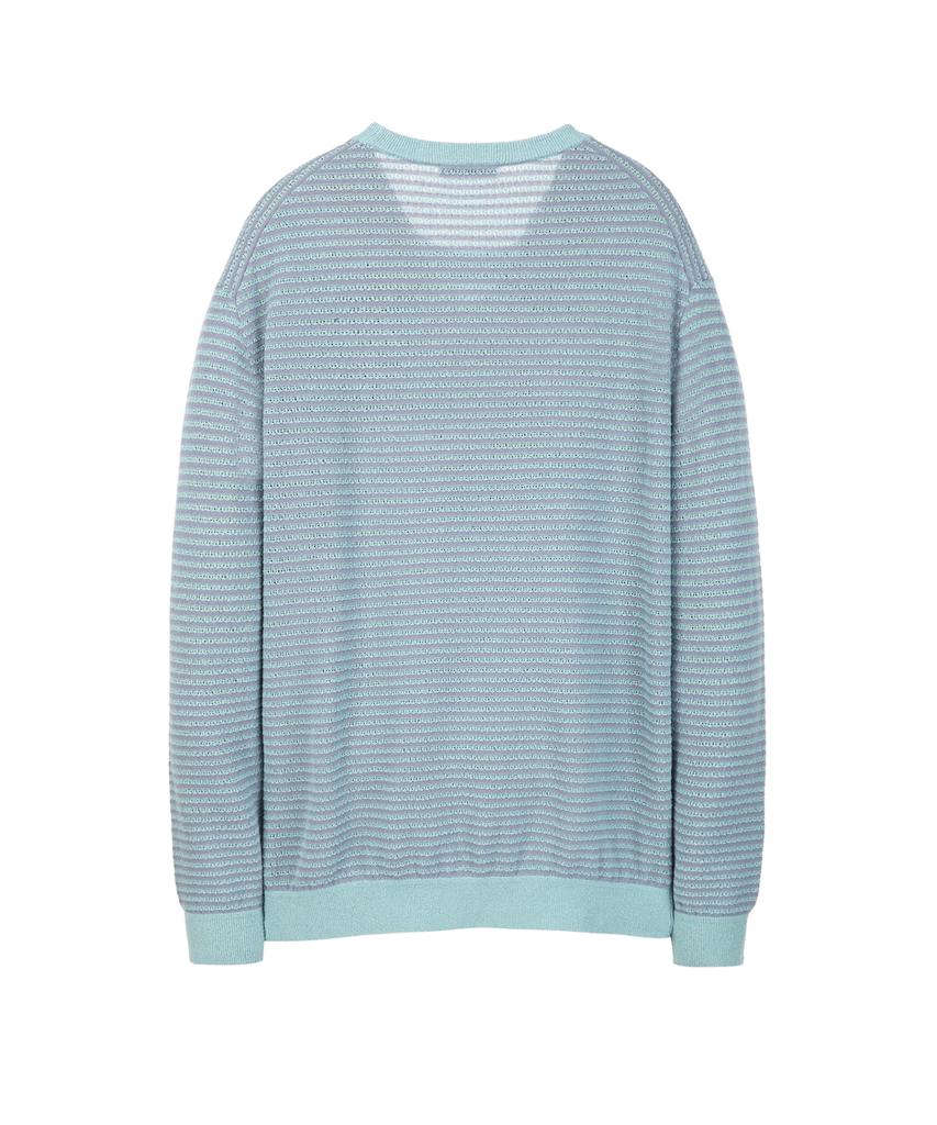 Jilseutyueoteunyuyogmaen Linen Blend Striped Crew Neck Knit - Blue (Jnsw6B409B2)