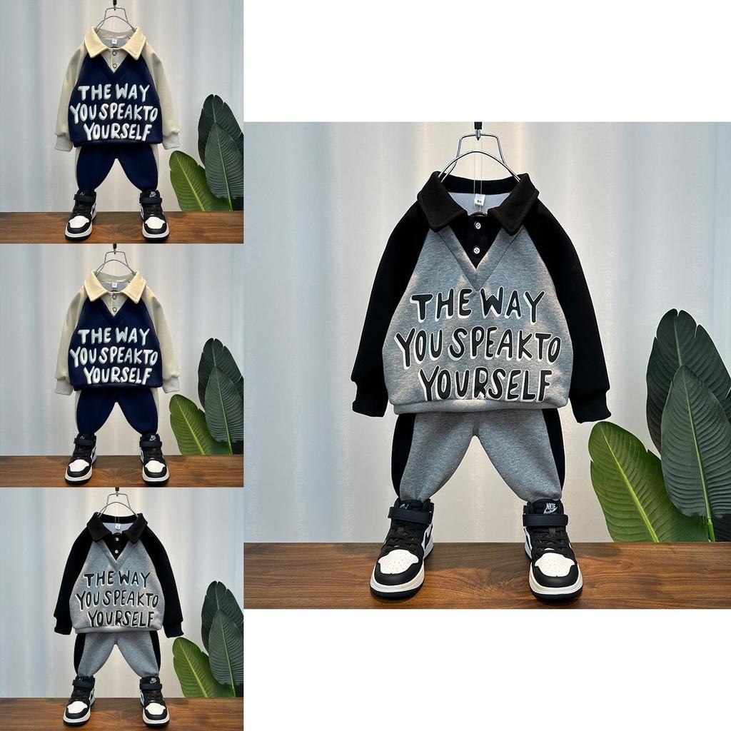 Set di Abbigliamento Autunnale alla Moda per Bambini 2024 Comodo Design in Cotone a Manica Lunga Per Ragazzi