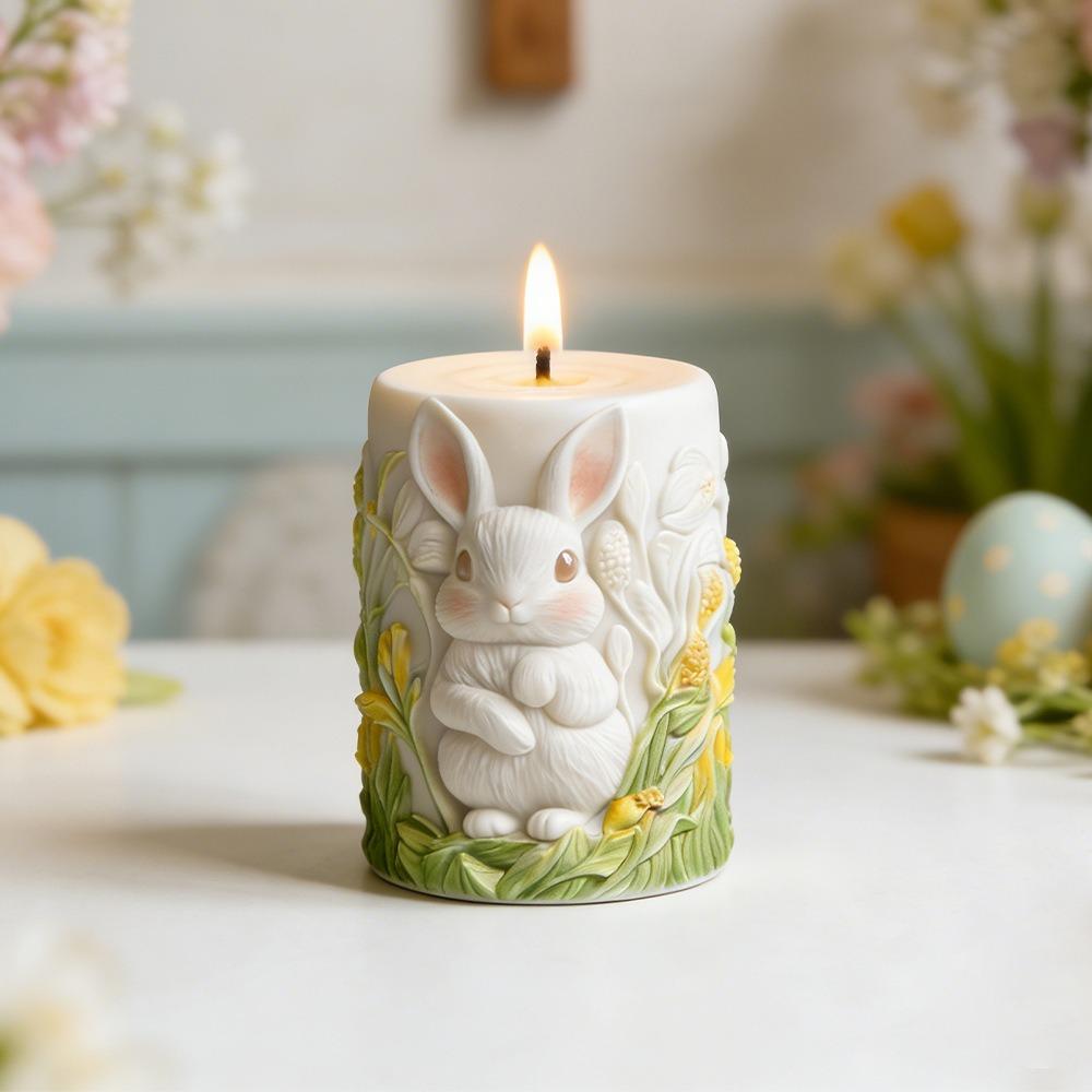 Kaninchen Kerzen Silikonform Umweltfreundliche Kaninchen Relief Bastelformen Blume Harzform Kindliche Osterkerzenform