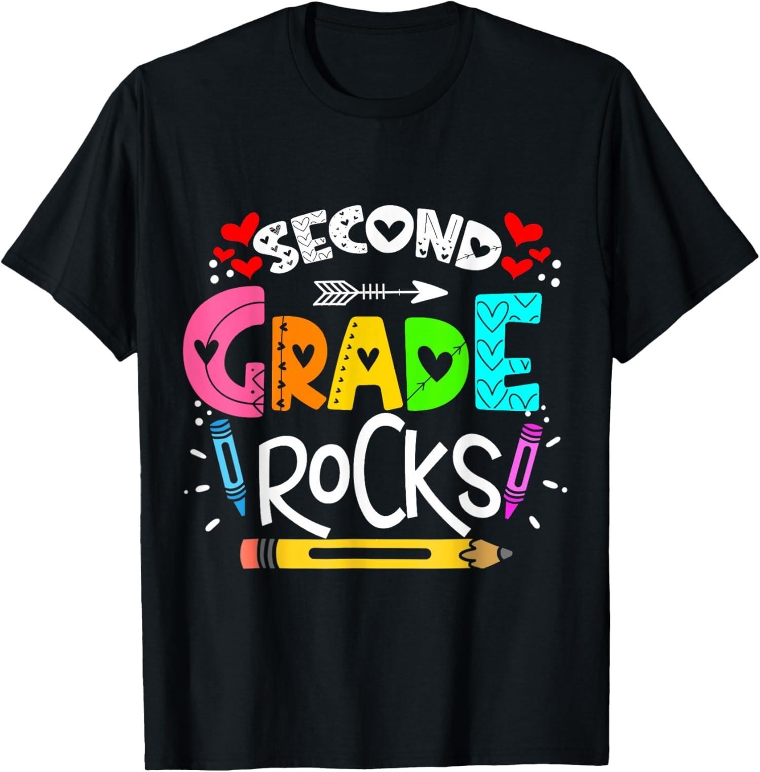 Second Grade Rocks Teacher Men Women Unisex T-Shirt L
