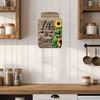 Artistic Wall Decor Panels Mason Jar Shape Decoration, Wooden Art with Sunflower Print, Restaurant Ornaments Retro Rustic Hanging for Farmhouse