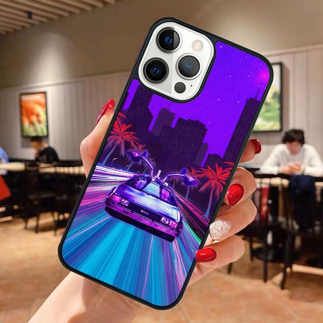 80s Retrowave Neon Palms Tree Phone Case For iPhone 17 Air 13 12 14 15 16  Cover For Apple Pro Max Plus
