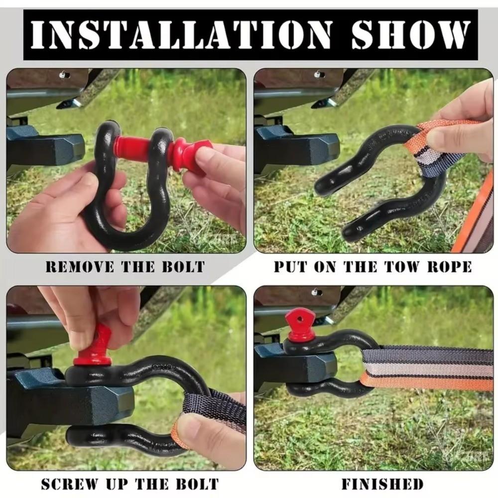1/2" 5/8" Tow Shackle Anti-Rust Tow Hook Towing Kit D-Ring Shackle  Trailer Towing