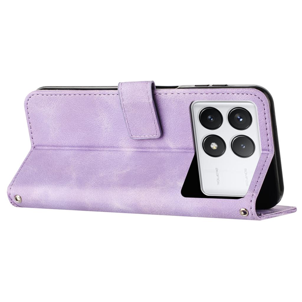 For Xiaomi Redmi K70E 5G/Poco X6 Pro 5G Leather Wallet Case Stand View Phone Cover Triangle Pattern Imprinted