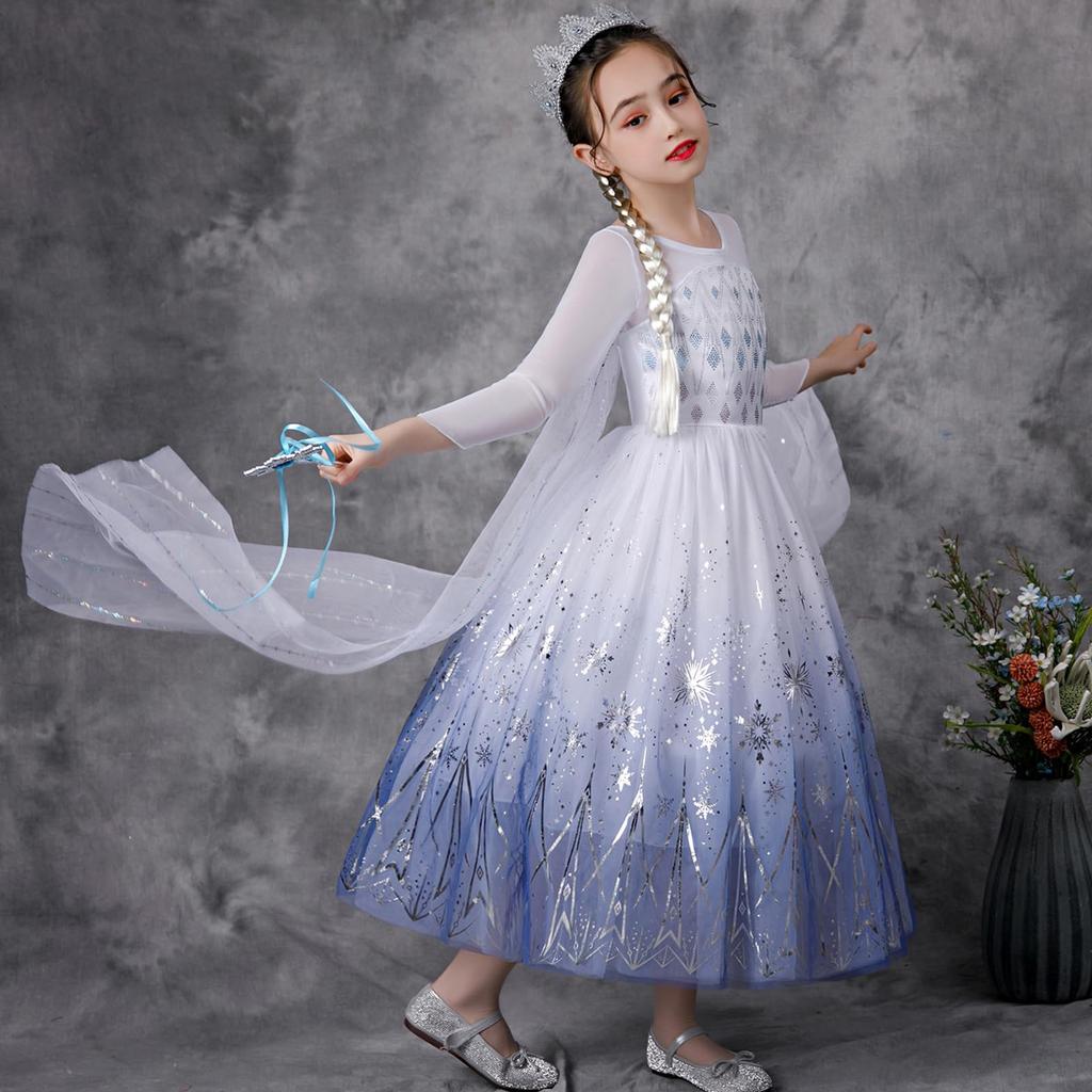 KALAOK Disney Princess Halloween Disney Princess Transformation 140cm Kids' Dress, Cosplay, Costume, White,
