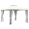 VidaXL Tonnelle avec rideau 3x3 m Blanc crème Aluminium