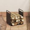 Kaminholzregal, 2 Tragegriffe, Stahlrahmen, Bis zu 30 kg, 36x30x36cm, Schwarz