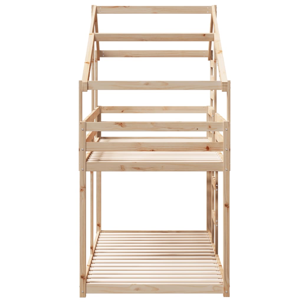 Vidaxl Bunk Bed with Canopy, 80X200 Cm, Solid Pine Wood