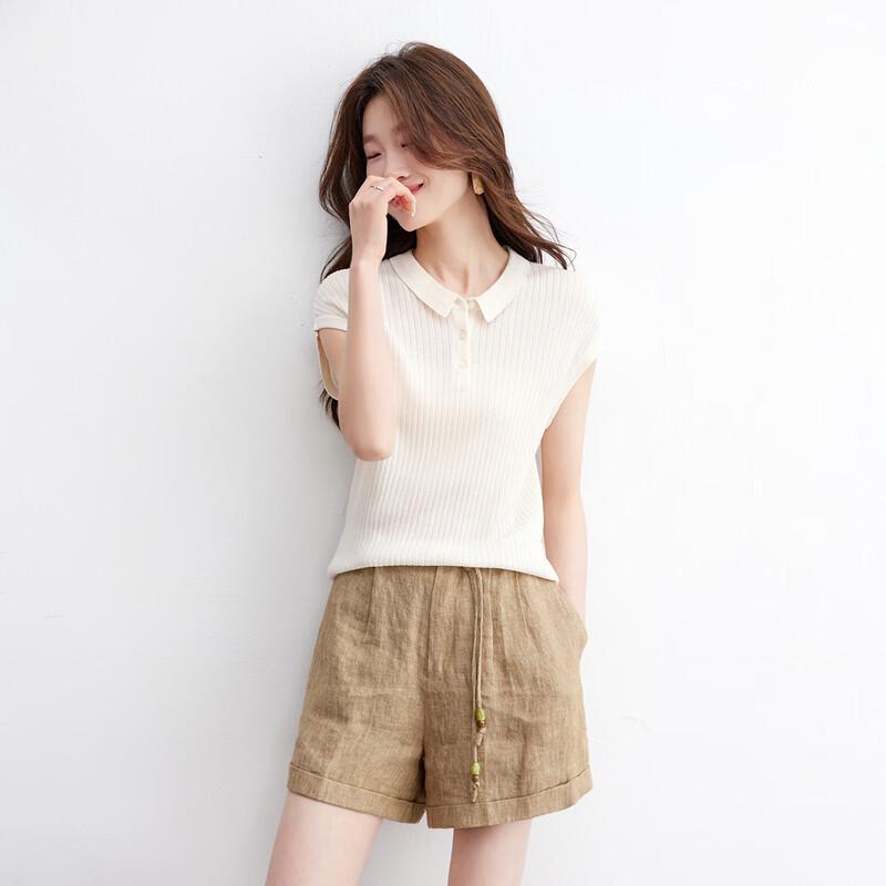 

Srcr Women s Silk Blend Ribbed Knit Polo T-shirt L