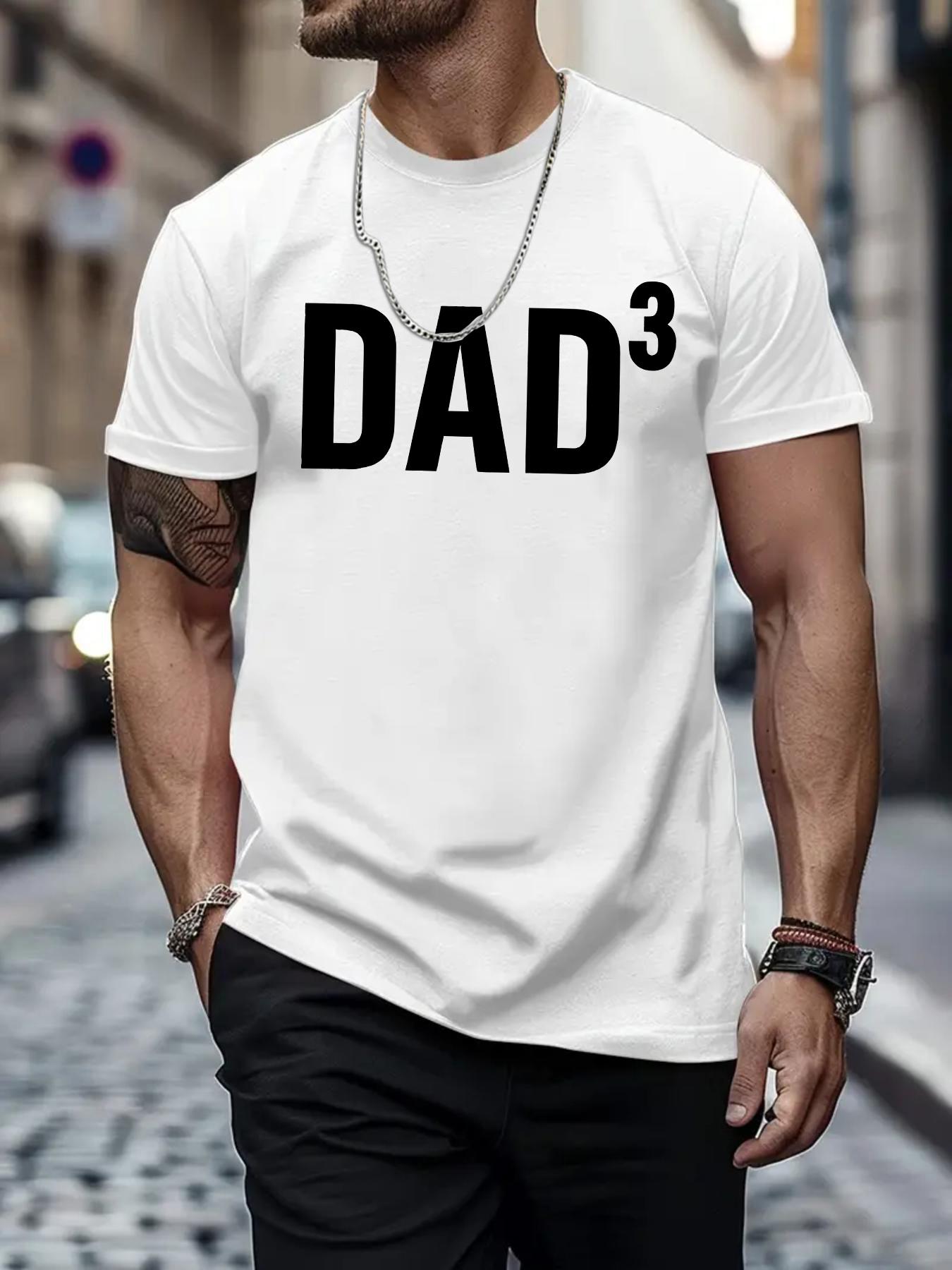 Mens fashionable casual round neck Tshirt with the Dad ³ pattern printed slightly elastic and a snug fit S