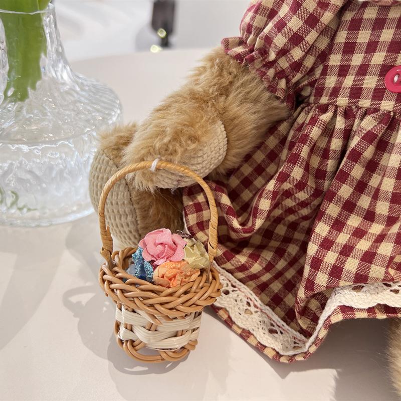 cute Teddy Bear Plush Toys with flower basket Stuffed Animal plush joint teddy bear doll Joints can move toys Christmas gift