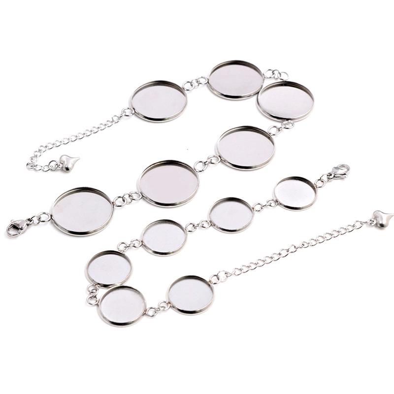2 Stück 12mm 14mm 16mm 18mm 20mm Edelstahl 316 Armreif Basis Armband Rohling Schmuckzubehör Tablett Fassung Cabochon Cameo
