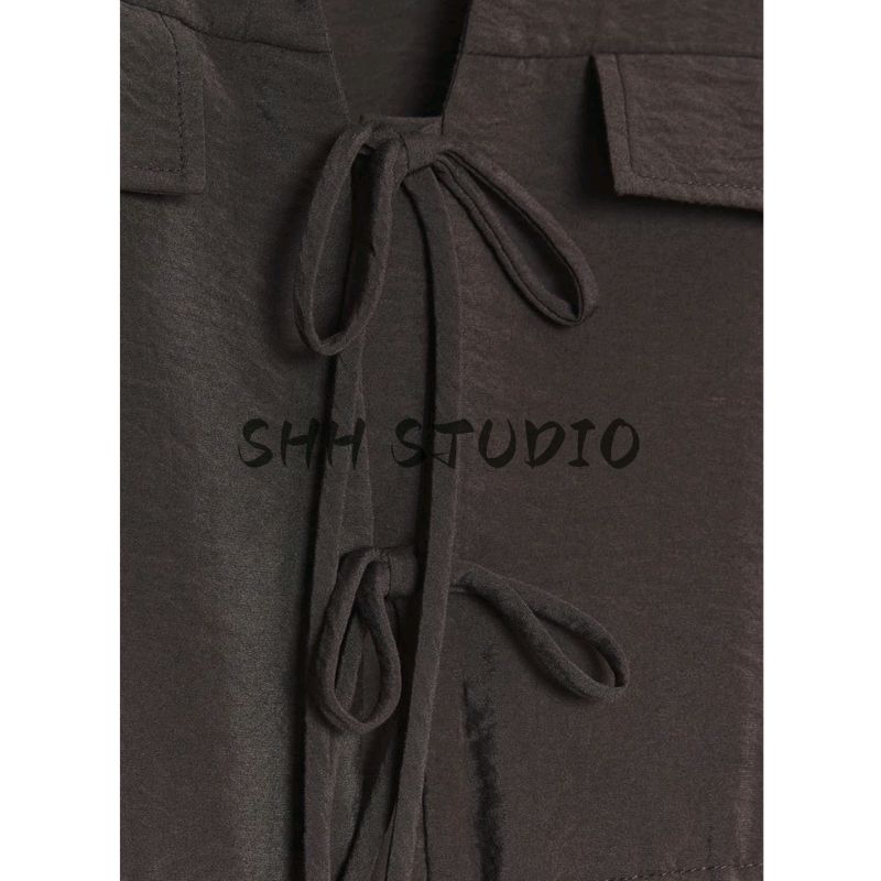 Autumn New Product Women Clothes French Style Design Sense Bowknot Decoration Long Sleeve V-neck Leisure Shirts Top 8751526