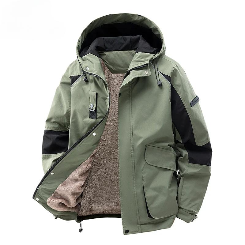 

Осенне-зимняя спортивная повседневная ветрозащитная шерстяная куртка с капюшоном мужская теплая повседневная модная свободная куртка 5XL армия зеленый