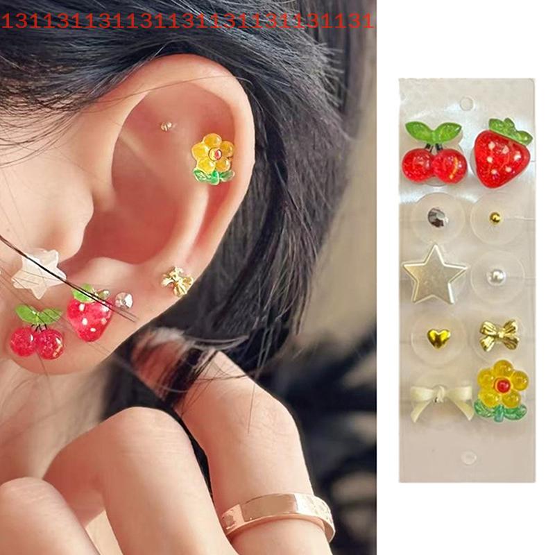 10 Patches Massage Seeds Ear Pressure Stick Ear Point Stickers Cherry & Strawberry Acupuncture Auricular Ear Stickers