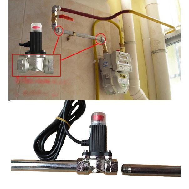 90-240VAC Kitchen CH4 Natural Gas Leaking Detector Magnetic Solenoid Valve Cut Off Coal Gas Fire Alarm Sensor For Home Security
