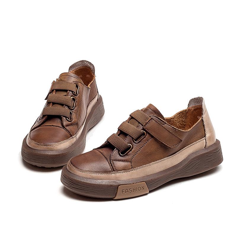 Fashion GKTINOO Genuine Leather Retro Women Sneakers Casual Flat Ladies Shoes high quality Comfortable Women's Flat Shoes