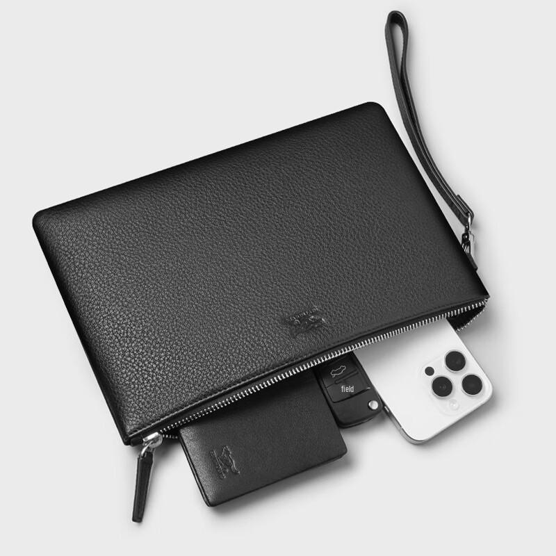 SEPTWOLVES Men's Genuine Leather Zipper Clutch Wallet