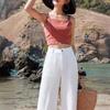 Women's High Waist Linen Blend Wide-Leg Pants - Slimming, Lightweight, and Casual for Summer