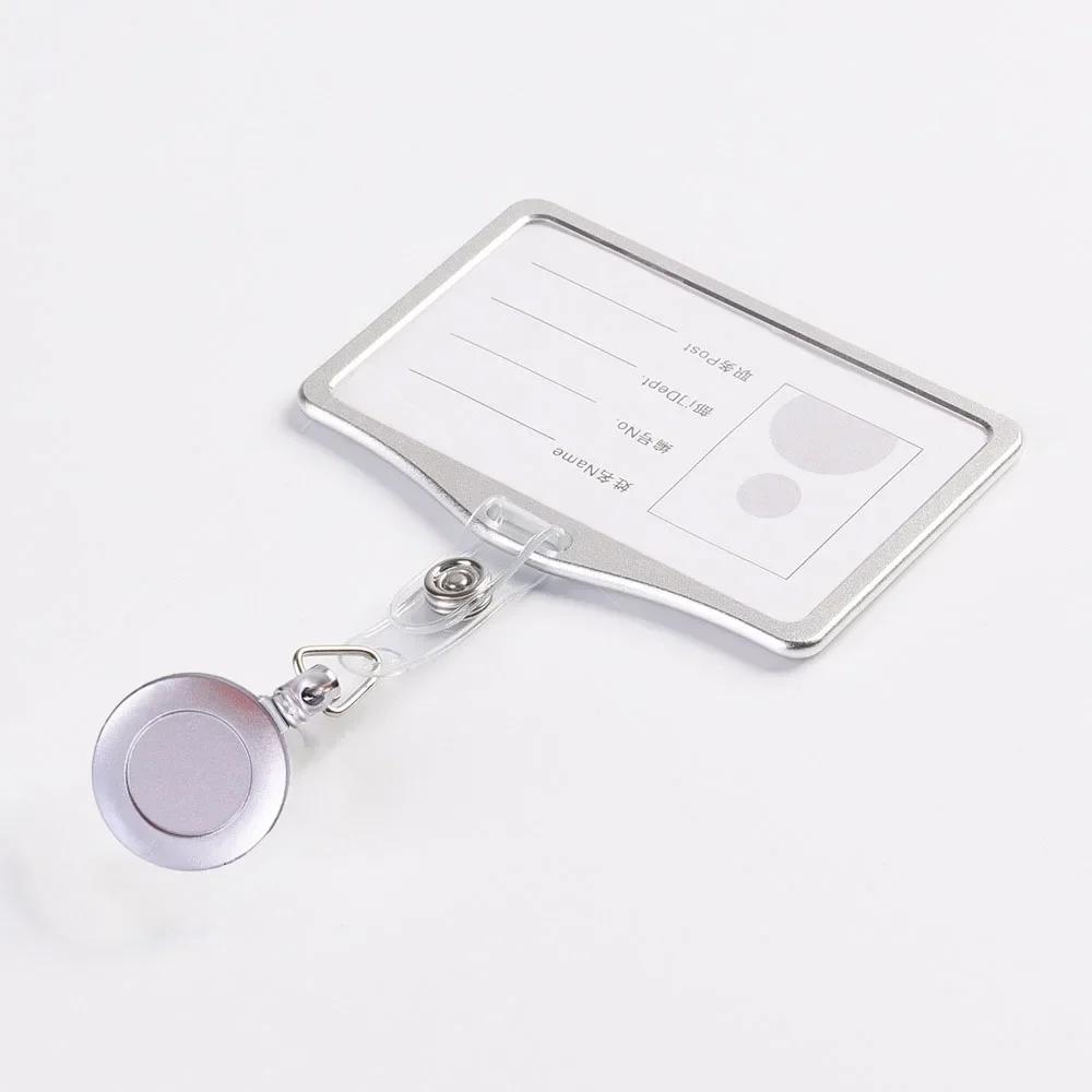 Fashion Card Cover Women Men Aluminum Alloy Work Name Card Holders Business Work Card ID Badge Lanyard Holder Metal Bags Case